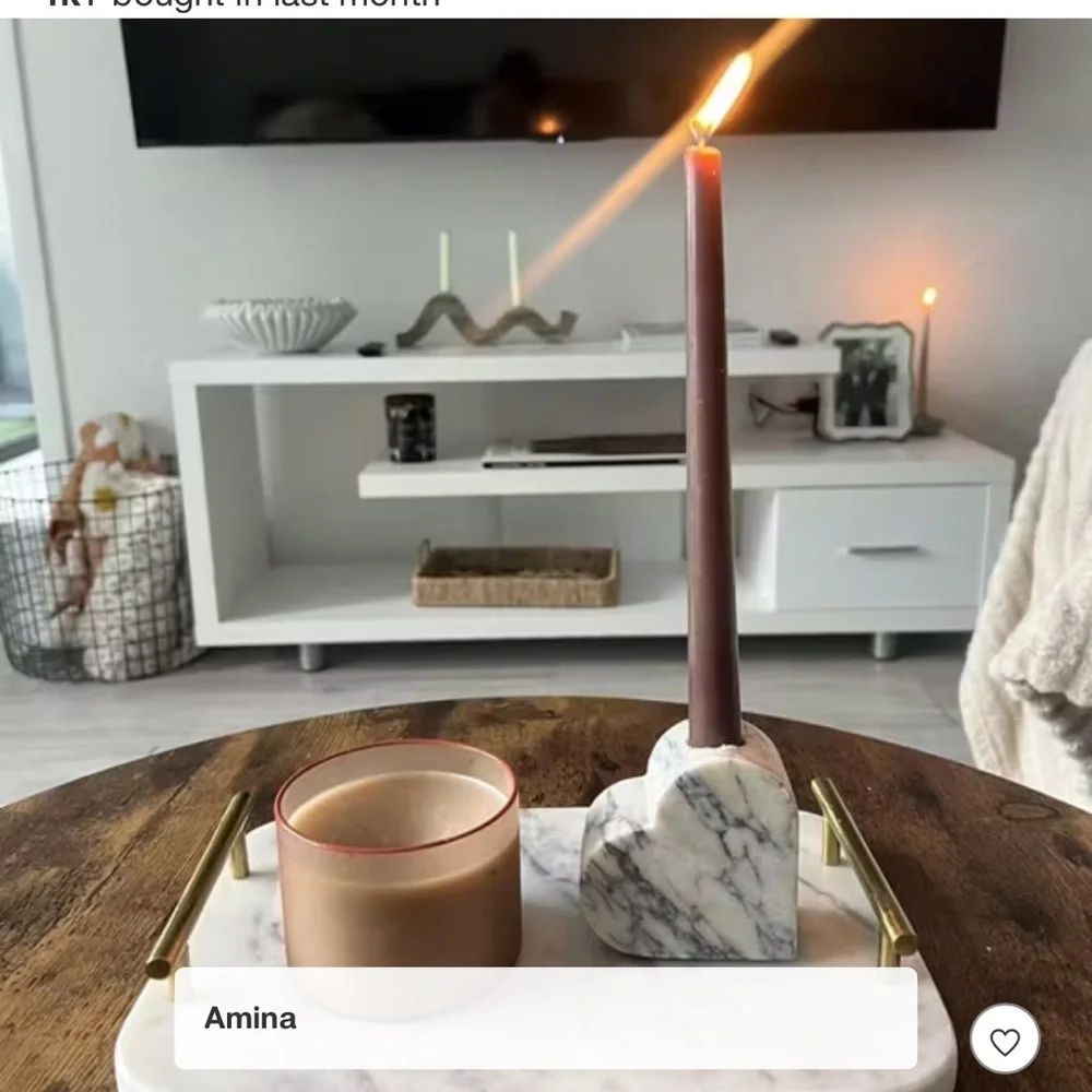 NWT Threshold Marble Heart Taper Candle Holder